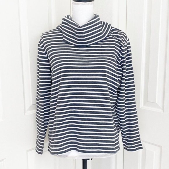 Jones New York Long Sleeve Cowl Neck Pullover Top Black White Stripe Sz XL - Picture 2 of 5